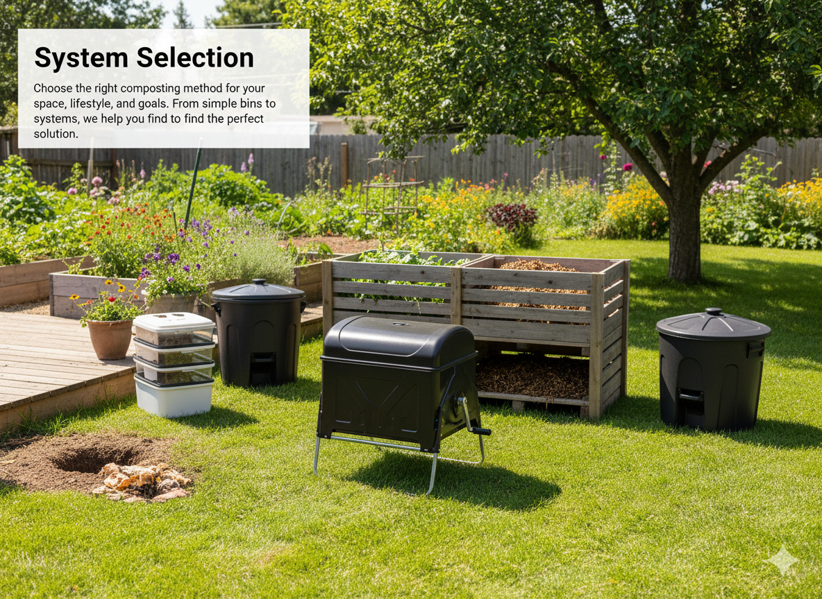 Various composting bin systems